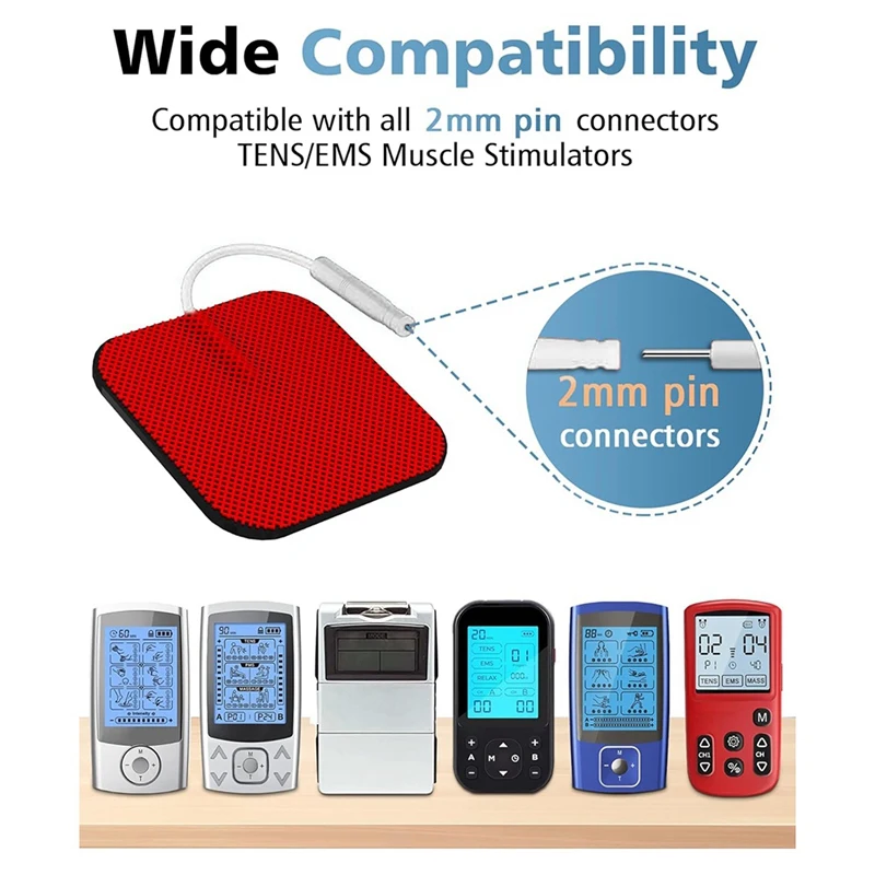 AT02-40PCS Value Pack TENS Unit Replacement Pads, Reusable Latex-Free Electrodes Pads Compatible With TENS Machine