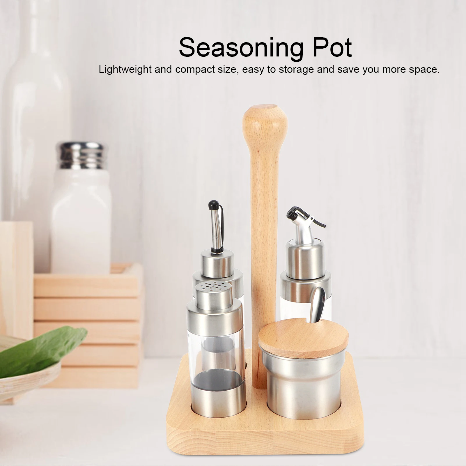 

Набор банок для специй Cruet с подставкой, герметичный контейнер для хранения приправ, пыленепроницаемый ящик для приправ для перца, соли, кухонного приготовления пищи