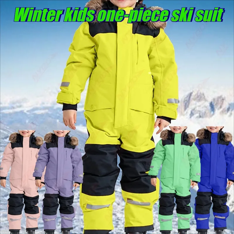 New Winter Outdoor Children's One-piece Ski Suit Is Cold-proof and Windproof Thickened and Warm Luminous Ski Suit for Men Women