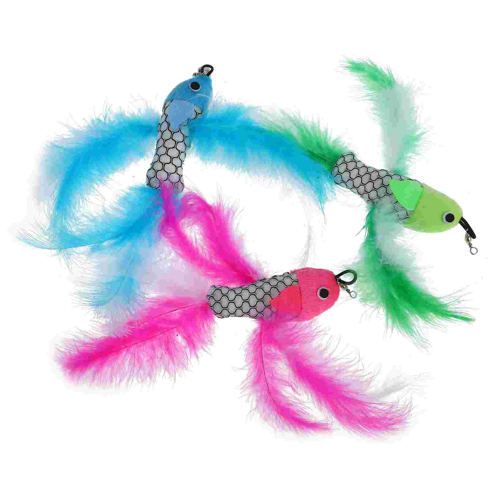 3 Pcs Replacement Head for Cat Teaser Pet Toy Teasing Stick Accessory Wand Plush Artificial Feather