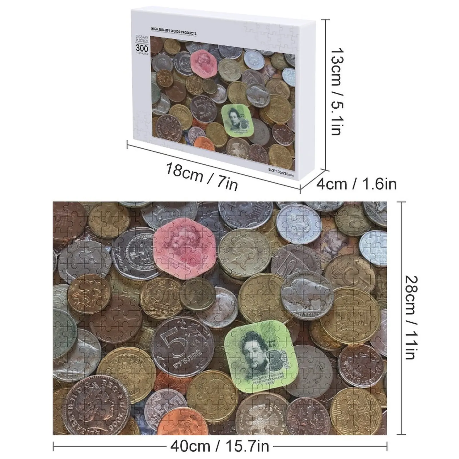تشكيلة العملات العالمية، أحجية الصور المقطوعة، ملحقات ديوراما، ألغاز ذكاء الحيوانات الخشبية #5