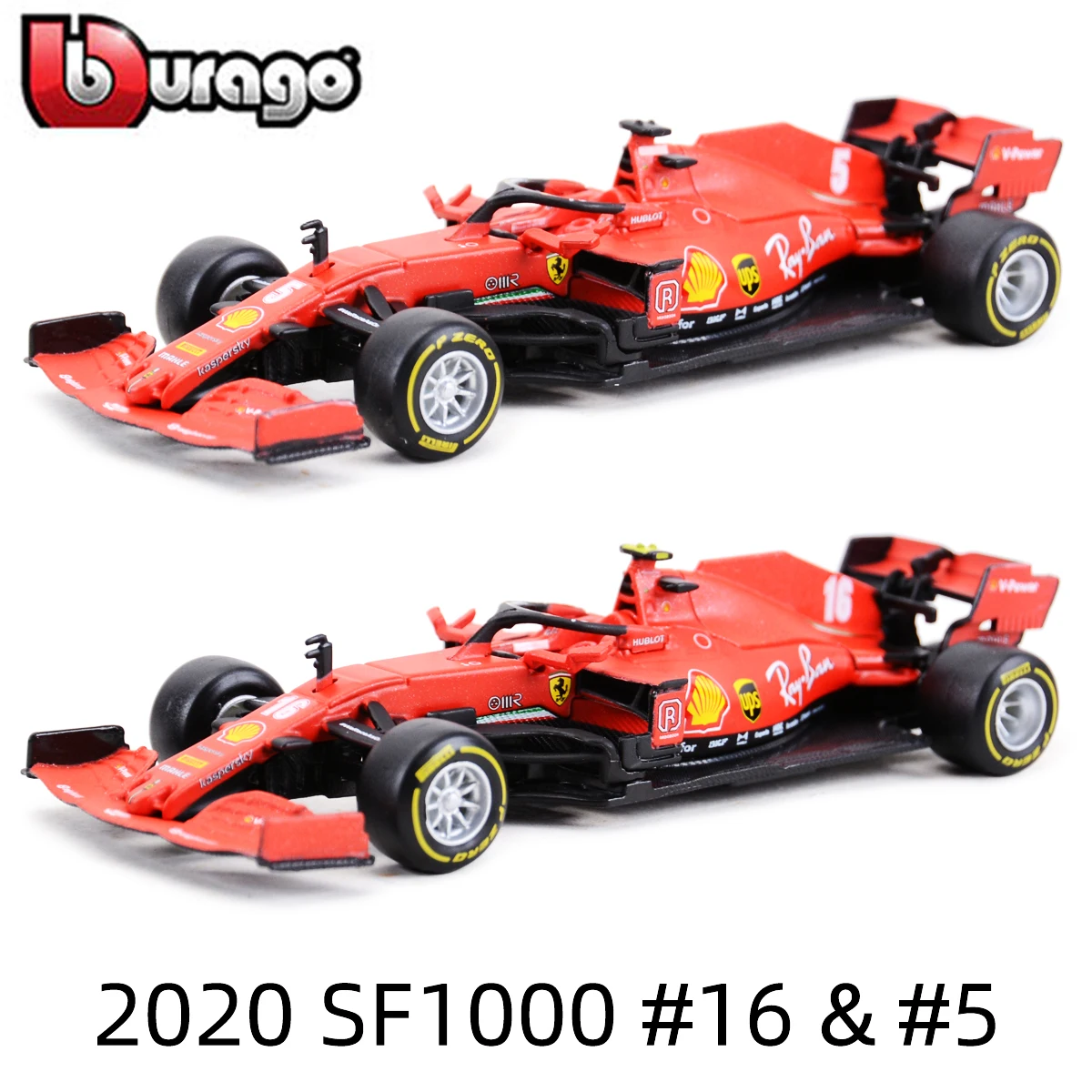 Bburago-vehículo de lujo Ferrari F1 SF1000 #5, vehículo de aleación Vettel, coches fundidos a presión, colección de juguetes, regalo, 1:43, 2020