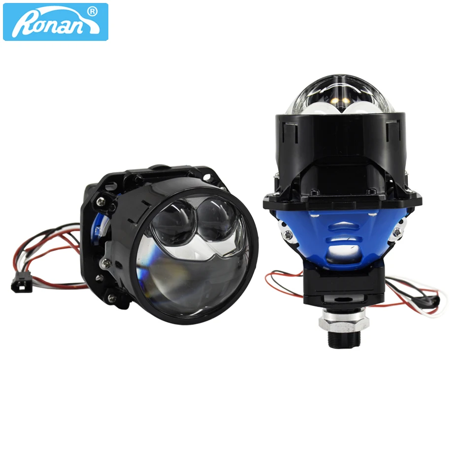 Ronan 2.5inch 150W Per Set Biled Dual Matrix Projector Lens 6000K for H1 H4 H7 9005/HB4 Car Headlight Bulb Hi/Low Beam Retrofit