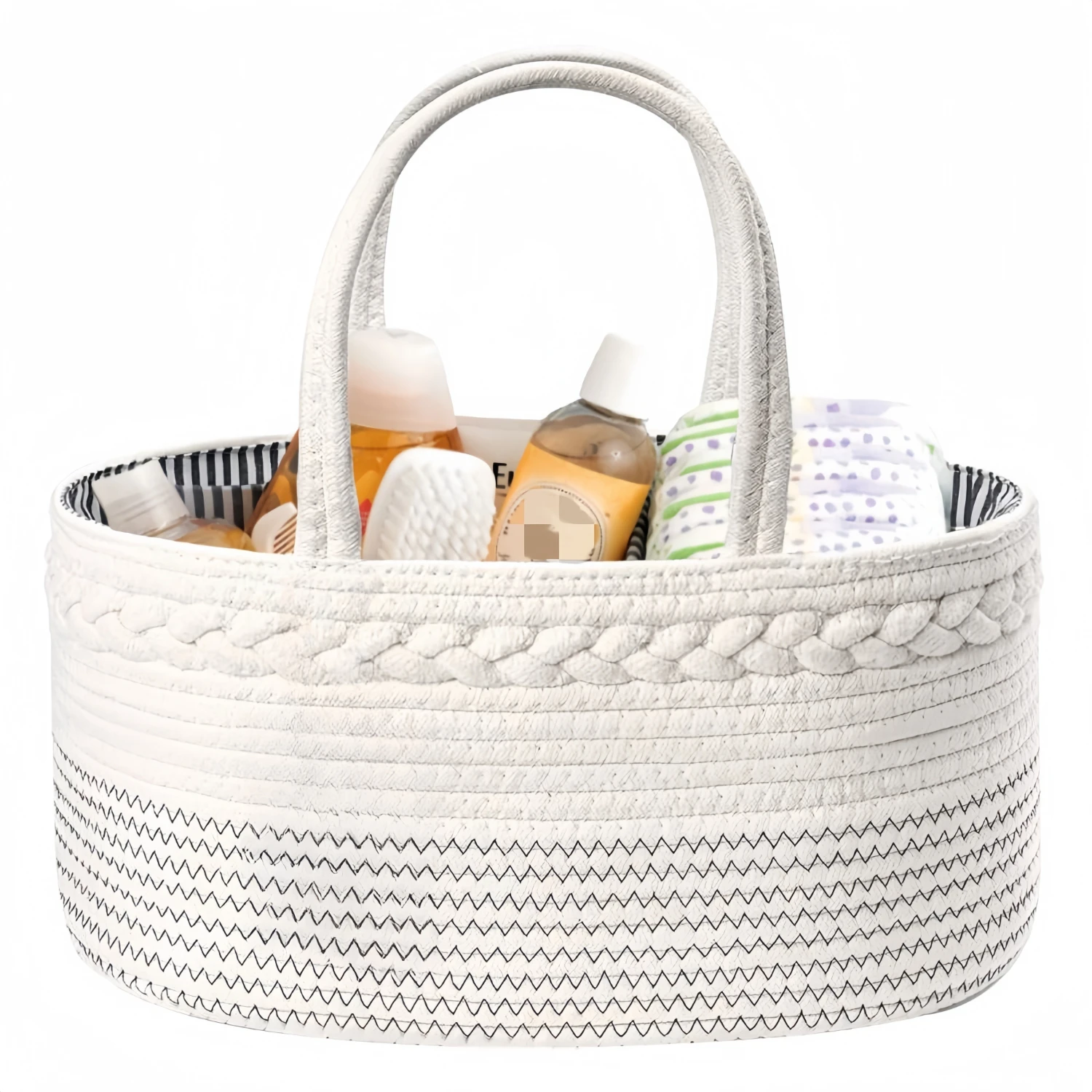 

Classic Woven Basket Caddy Organizer with Multiple Compartments, Portable Diaper Basket for Car, Shelves, Organization, Bedroo