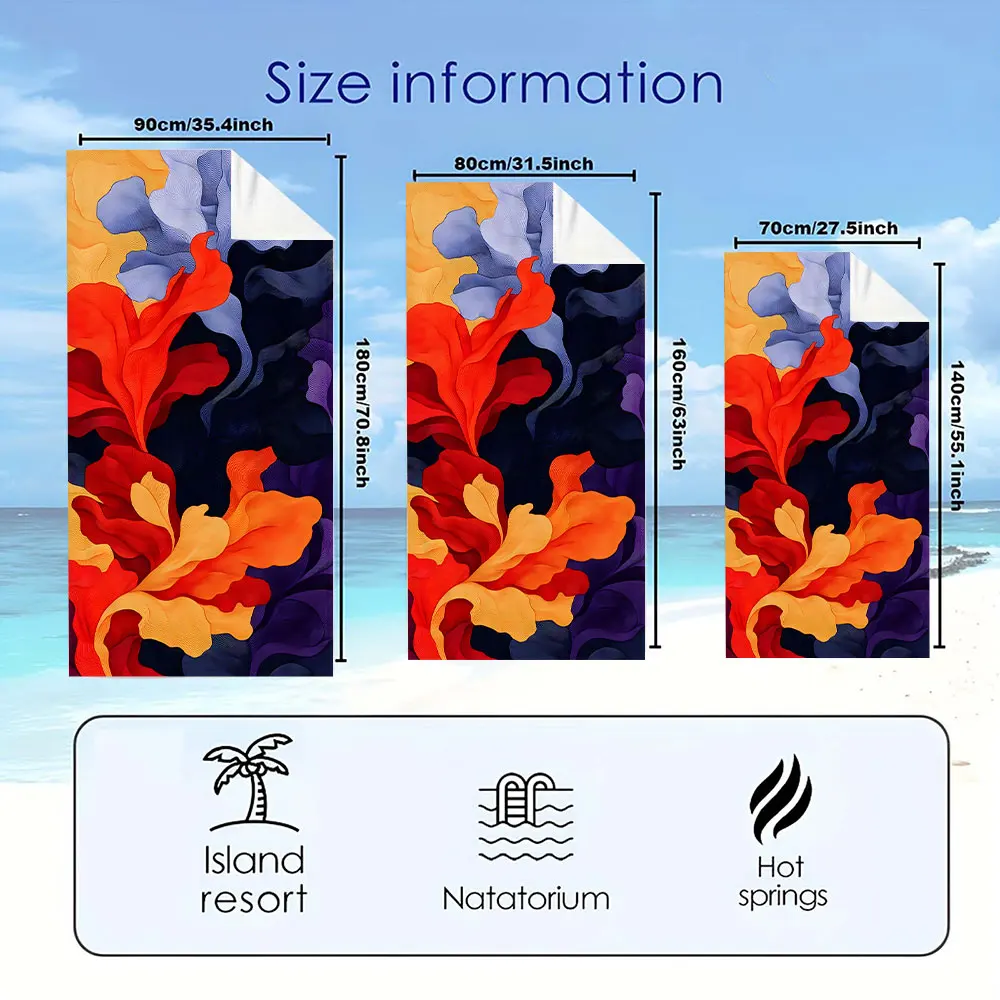 colorful abstract floral line art Quick Drying Microfiber Beach Towel Lightweight for Swimming Camping Yoga - Bath Towel
