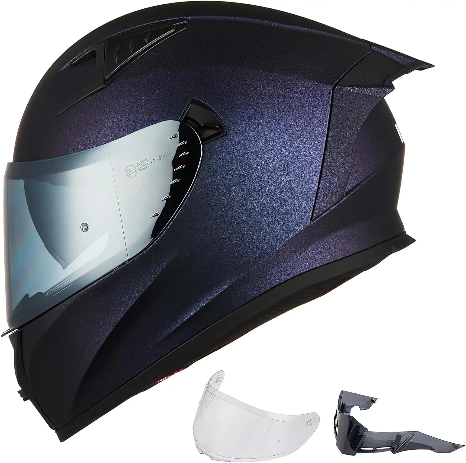 

(XX-Large)Motorcycle Helmet Full Face with Pinlock Compatible Clear&Tinted Visors and Fins Street Bike Motocross Casco DOT Model