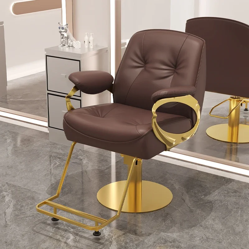 

Retro Gold Barber Chair Luxury Premium Iron Beauty Salon Barber Chair Barbershop Hairdressing Cadeira De Barbeiro Furniture