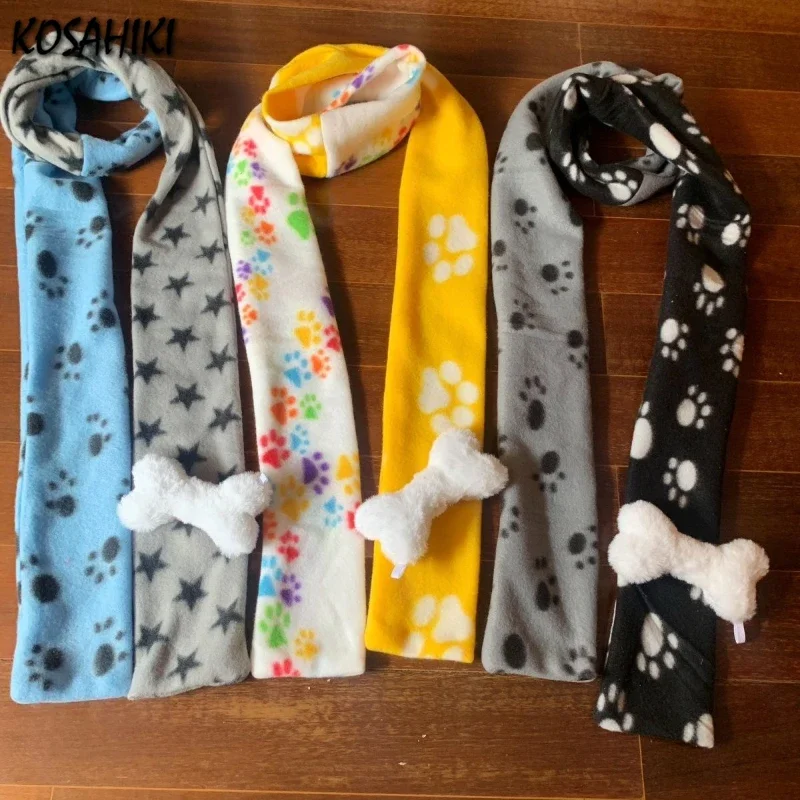 Autumn Y2k Aesthetic Girl Long Scarves Japanese Basic Scarf Gothic Printing Women Harajuku All Match Neckerchief