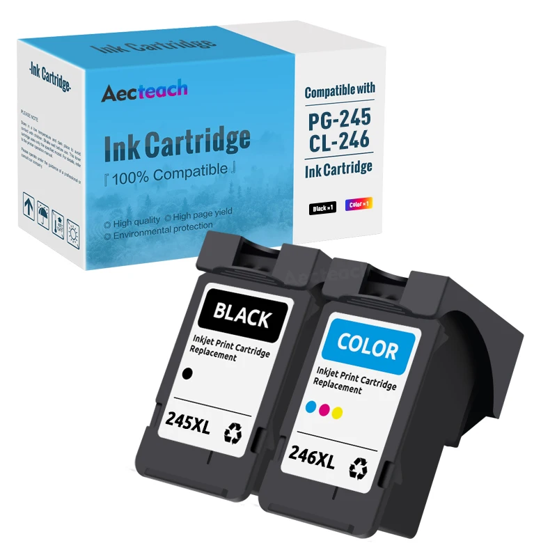 Aecteach PG-245XL 245XL 246XL PG245 CL246 Ink Cartridge For Canon PG 245 PG-245 CL 246 Pixma iP2820 MX492 MG2924 MG2520 Printers