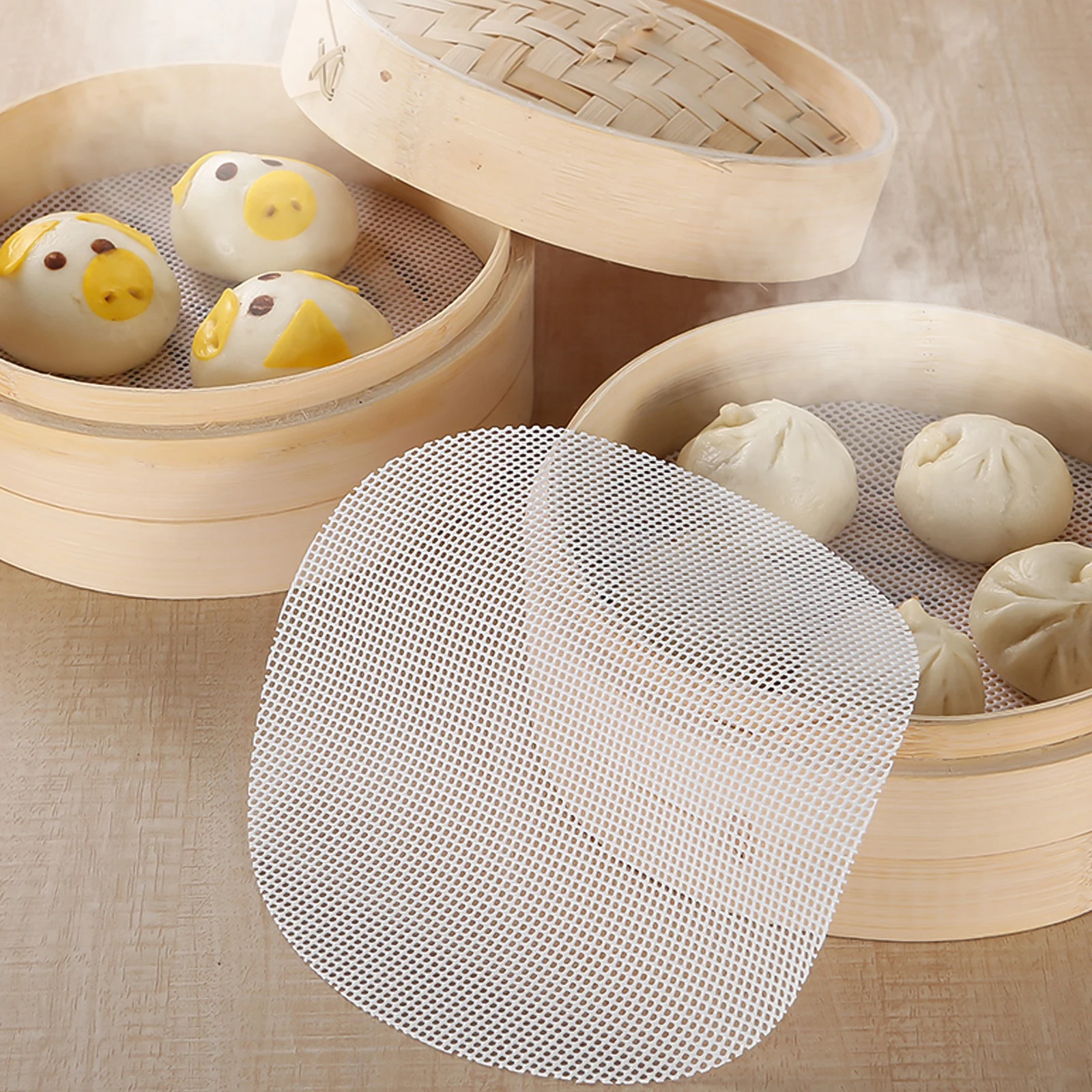 

20pcs Food Grade Silicone Steamer Mats Nonstick Reusable Round Pads for Home Dim Sum Baking Supply Easy Clean Tear Resistant