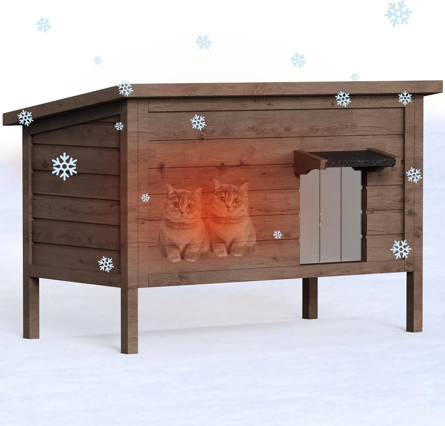 

Outdoor Cat House Feral Cat Shelter Fully Insulated Outside Feral Cat Enclosure Wooden for Multiple Cats Possum Stray Condos