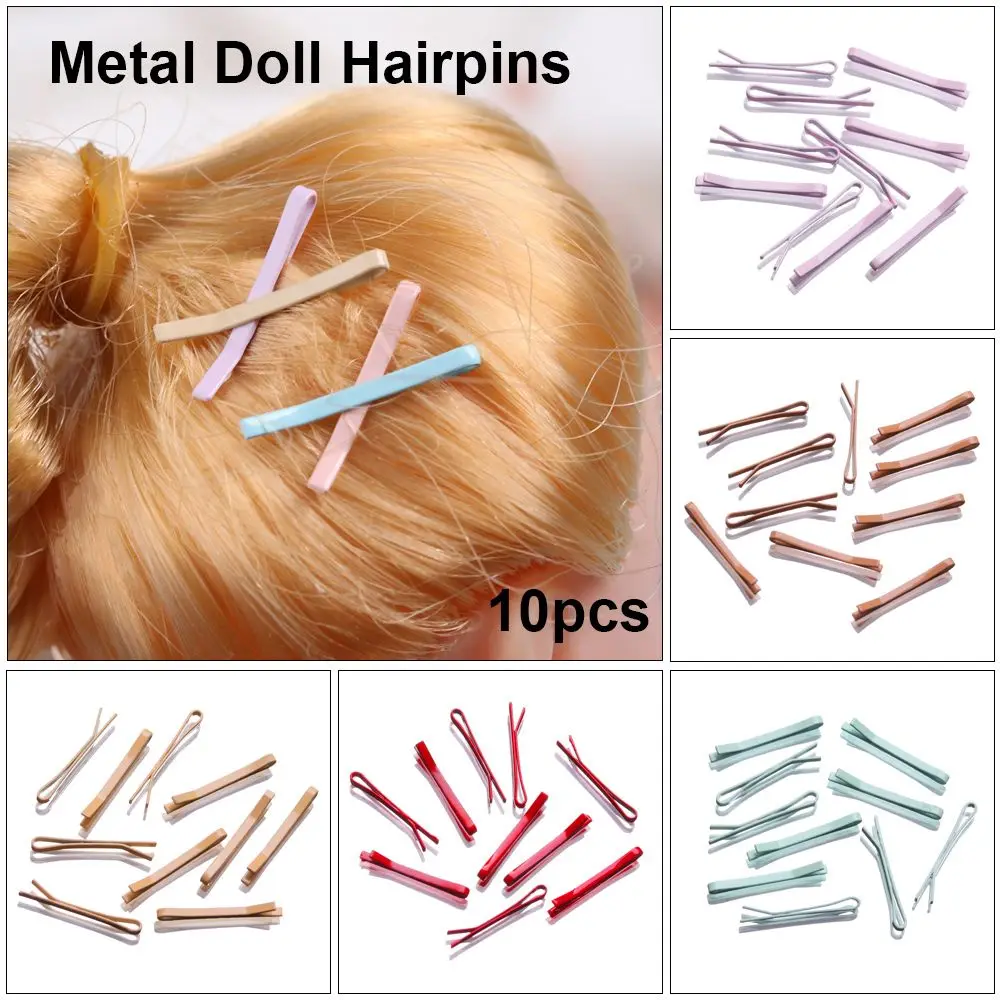 10pcs 12 Colors DIY Dolls Hairpin Princess Kids Toys Headwear Hairclip Children Hair Clip Mini Metal Headclip Doll Head Clips