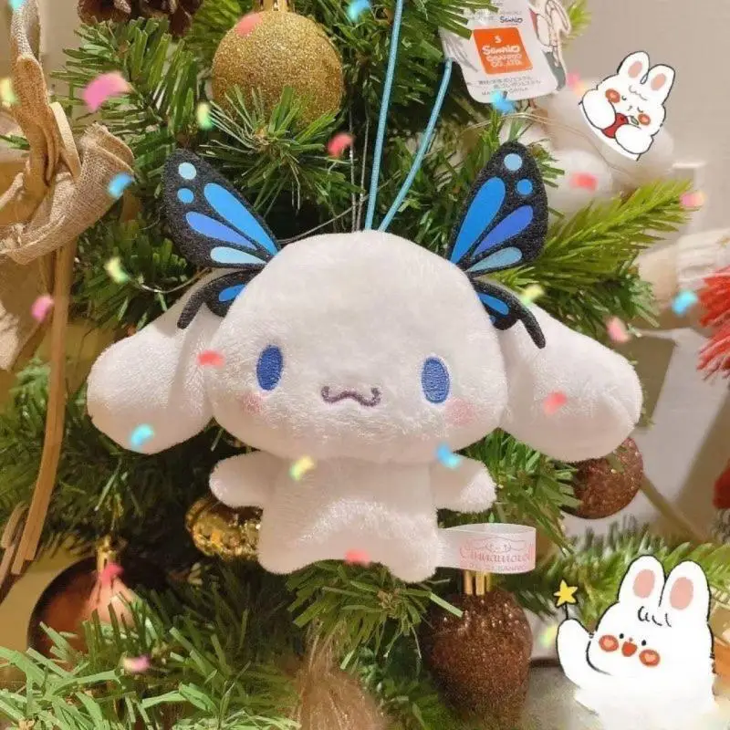 

10CM Cute Cartoon Kawaii Sanrio Butterfly Cinnamoroll Plush Doll Keychain Bag Pendant Toy Gift