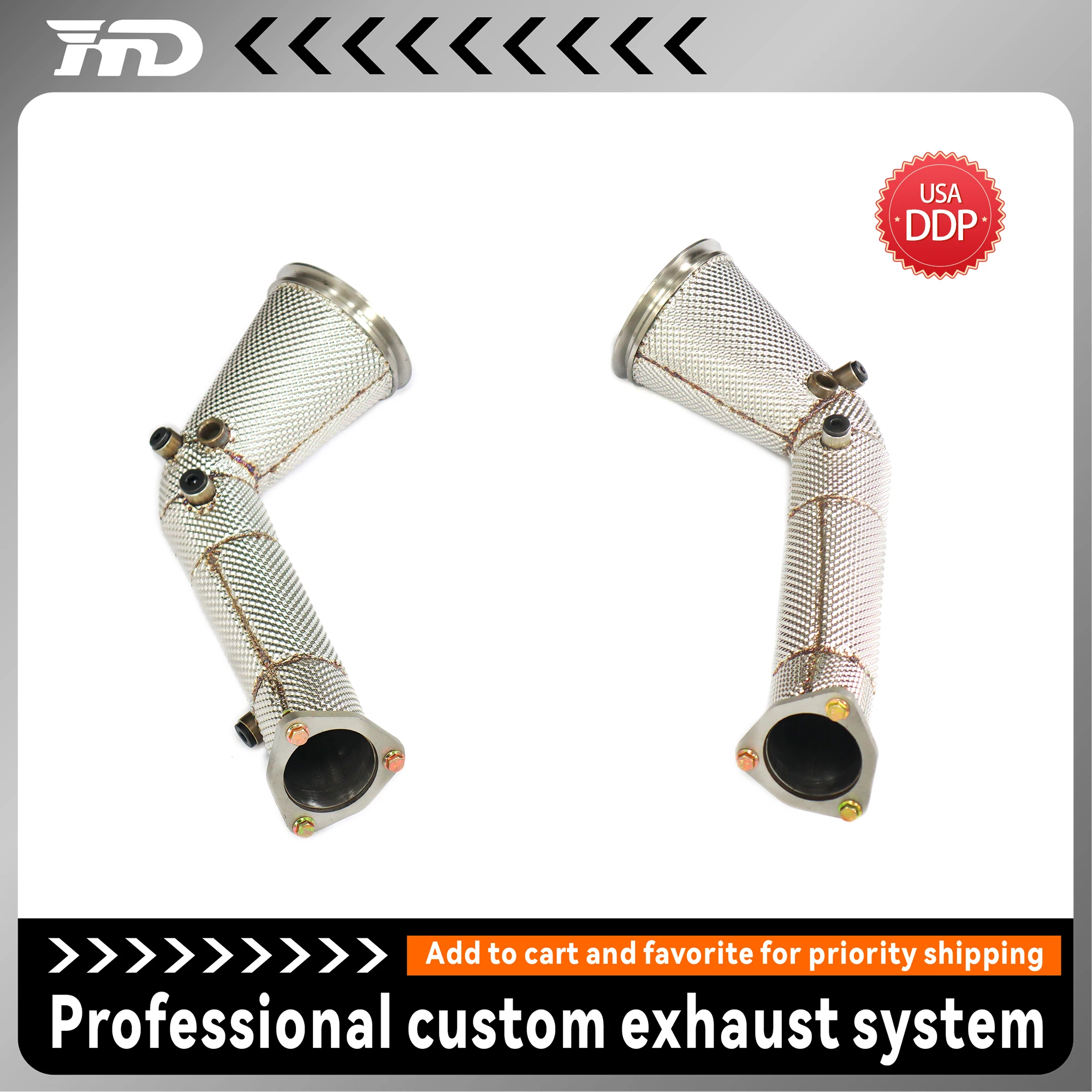 

for Audi RS6 RS7 C8 Performance Downpipe Catless/200 Cell Cat SS304 Exhaust Racing Upgrade