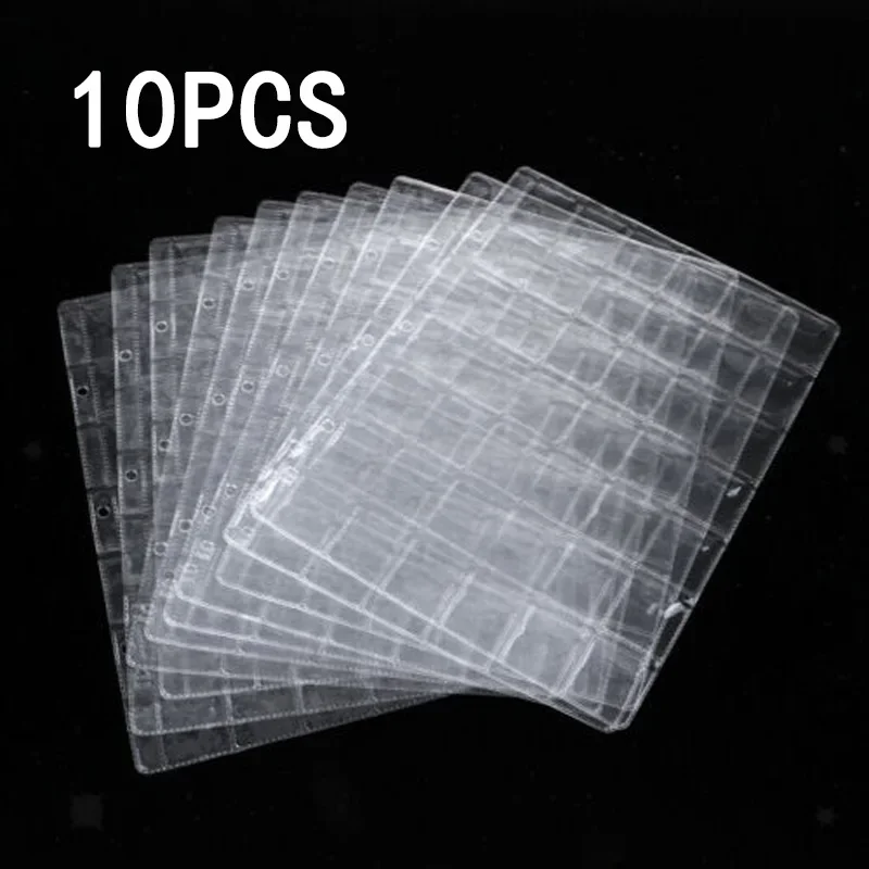 

10PCS 42 Pockets Coins Albums Page Coins Collection PVC Transparent Inside Pages 250 X 200 Mm Coins Loose Leaf