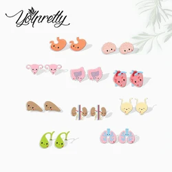 2023 New Cute Cartoon Organ Human Organic Graffiti Epoxy Stud Earrings Handcraft Acrylic Resin Earrings