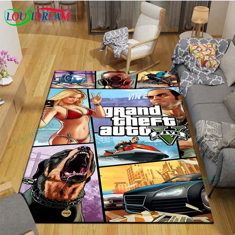 Classic Exciting Game G-GTA Printed  Carpets Living Room Anti-Skid Area Rug Kids Bedroom Mats Yoga Mat Large Carpet Decor