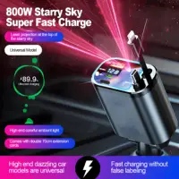 Cargador de coche retráctil 5 en 1 con Cable USB C, adaptador de cargador de coche Starlight para techo, Compatible con iPhone, Huawei y Samsung