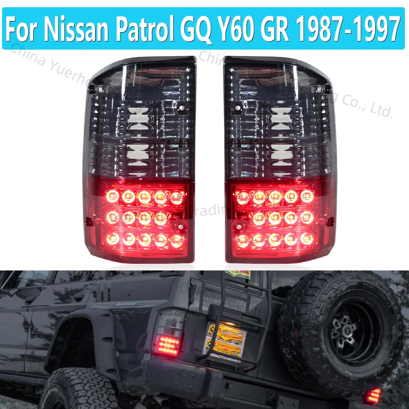 

1 Pair Black Red Smoked Rear Tail Light For Nissan Patrol GQ Y60 GR 1987-1997 26555-05J00 26550-05J00 LED Brake Lamp Accessories