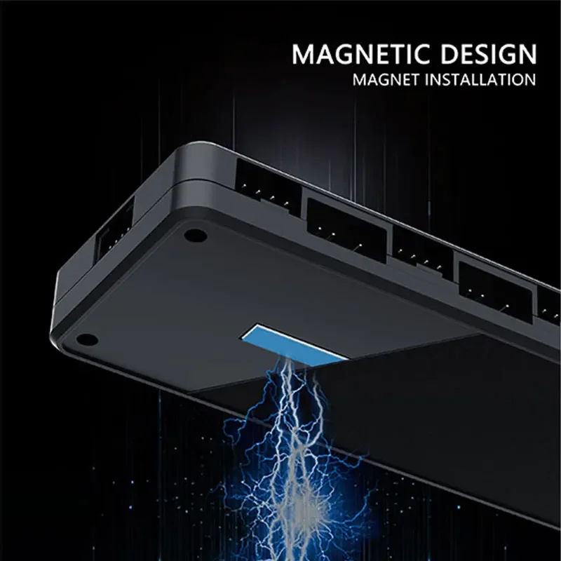 UPSIREN HU-8 Chassis Fan Hub，8 Sets of ARGB and PWM Interfaces,Bottom magnetic design，Support motherboard synchronization