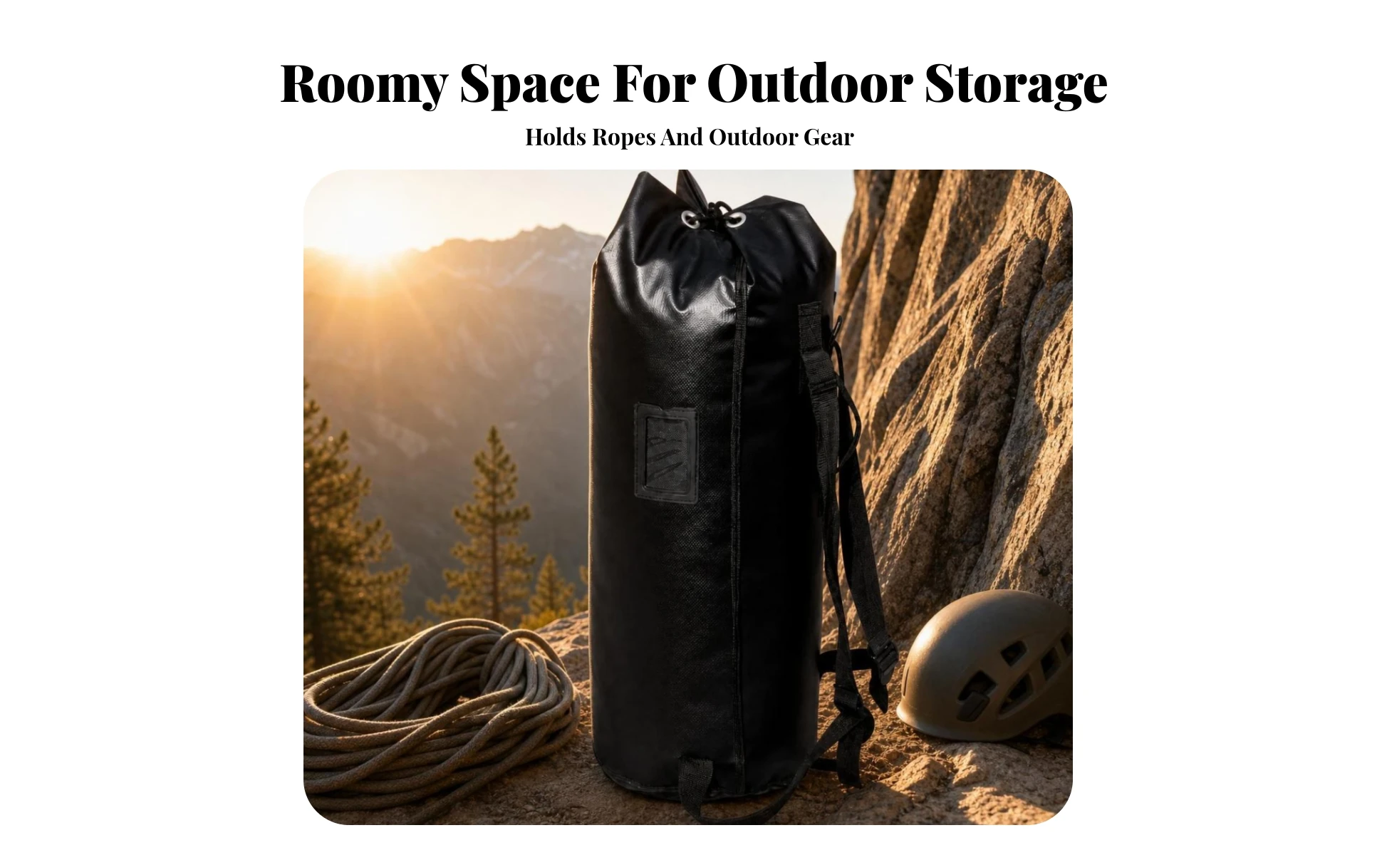 Cylindrical Rope Bag Waterproof Climbing Rope Bag Gear Carrier Metal Eyelets Adjustable Backpack Straps for Climbers