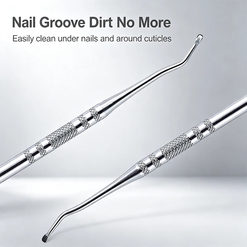 4PCS Stainless Steel Manicure Pedicure Set Cuticle Pusher Dead Skin Remover Nail Cleaner Foot Care Tools With Storage Box