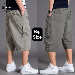 Grande tamanho de algodão gordo shorts homens carga curto casual plus size calças cortadas esportes tático folgado calças soltas 5xl 6xl verão