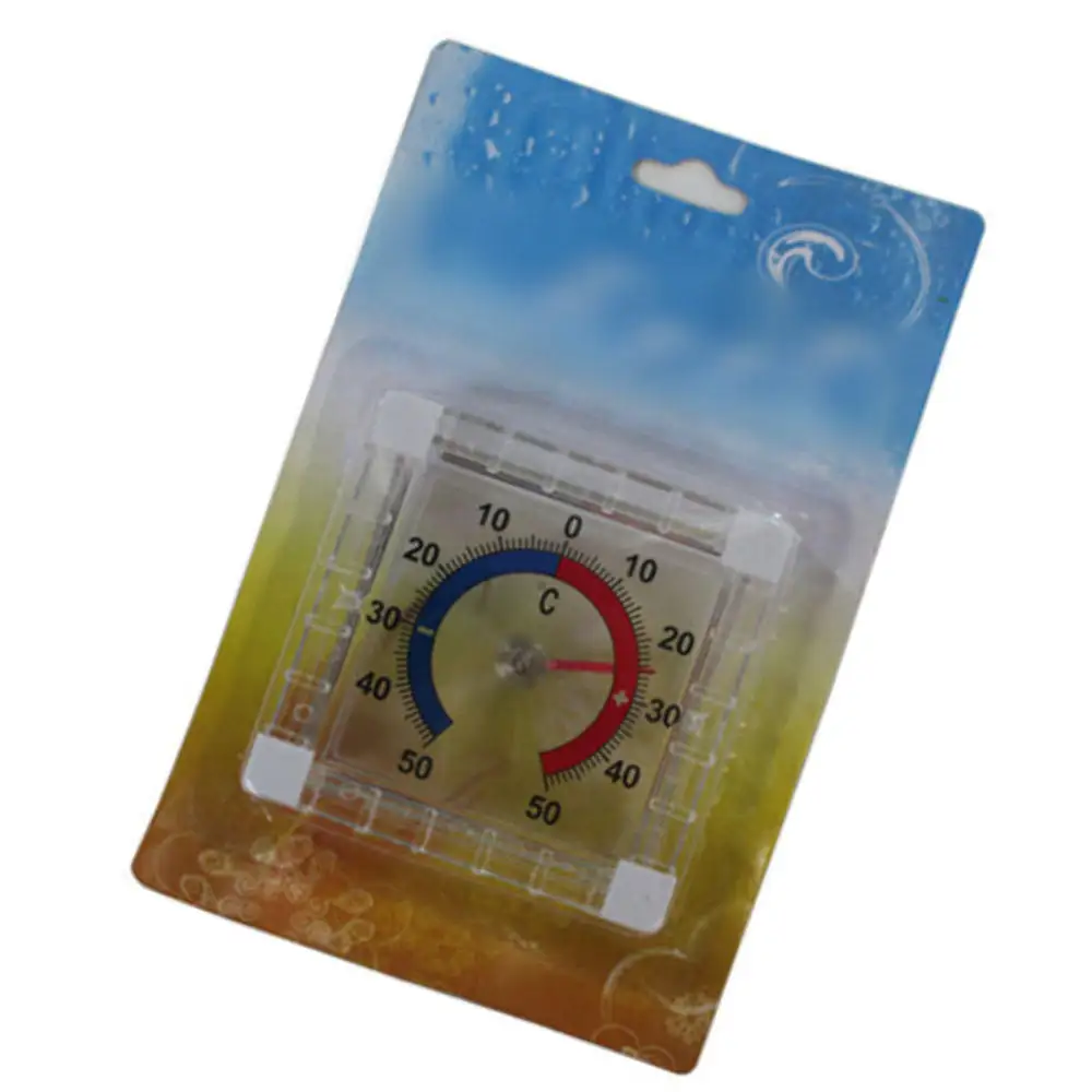 Portable Analog Pointer Square Window Door Weather Gauge For Outdoor Garden Patio Temperature Monitoring
