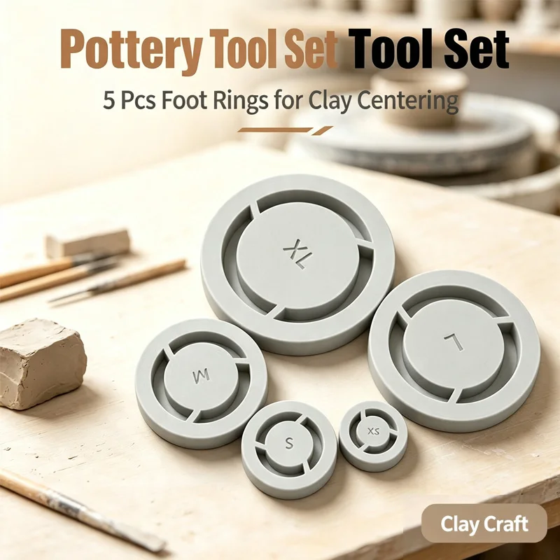 5 Tailles – Gabarit de base pour poterie – Moule léger pour anneau de base – Outil de découpe d'argile céramique – Fournitures de fabrication de céramique DIY