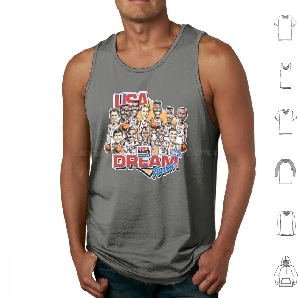 Usa Dream Team Retro Tank Tops Print Cotton Usa Dream Team Retro Basket