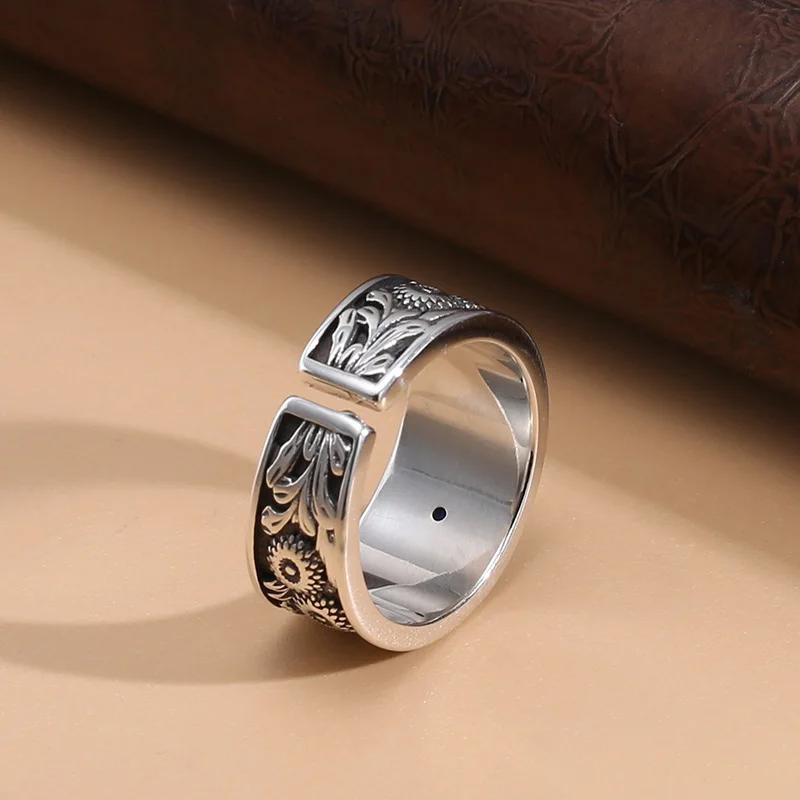 S925 sterling silver ring for men hip hop retro Thai Silver index finger ring niche design hand jewelry