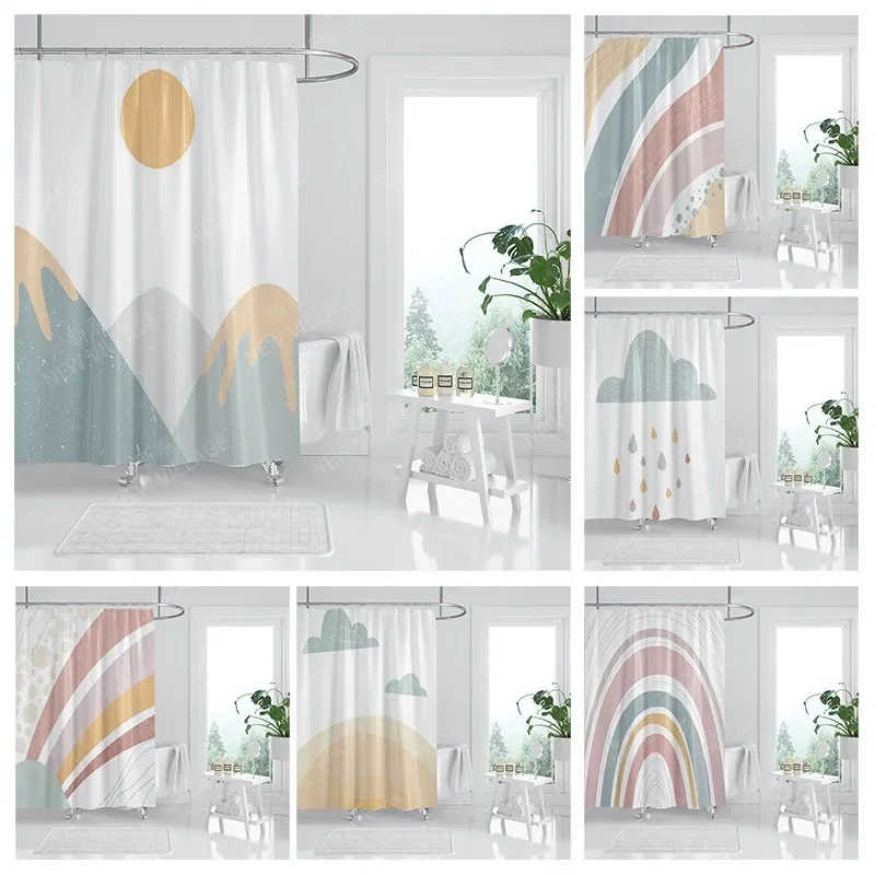 

Waterproof fabric shower curtains Bathroom curtain accessories 180x200 Bath curtain for shower 240*200 nordic boho decoration