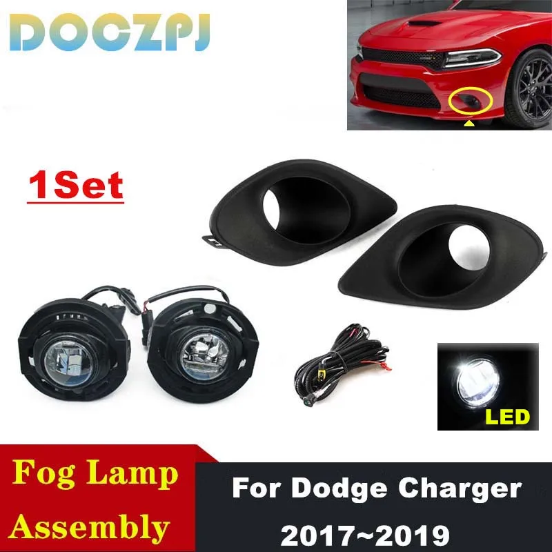 

1 комплект переднего бампера, светодиодные противотуманные фары для Dodge Charger SRT 392 2017 2018 2019 с переключателем жгута проводов