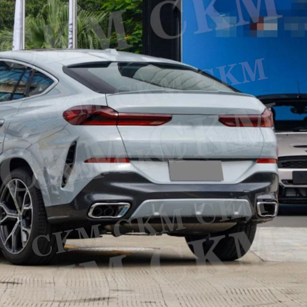 

CKMUUER для BMW X6 G06 LCI Sport 2023+ ABS черный задний бампер-диффузор с насадками на выхлопную трубу, обвес, карбоновый дизайн, автоаксессуары