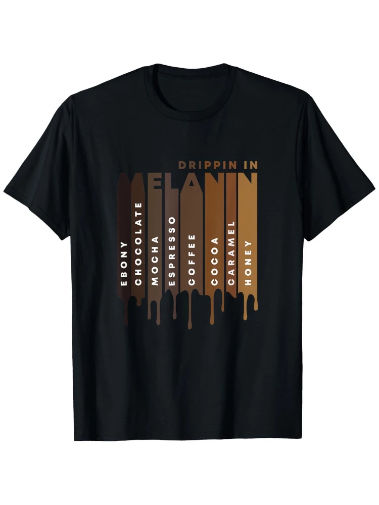 

Dripping In Melanin Black History Month African American design-100% Cotton summer casual round neck printed men's T-shirt.