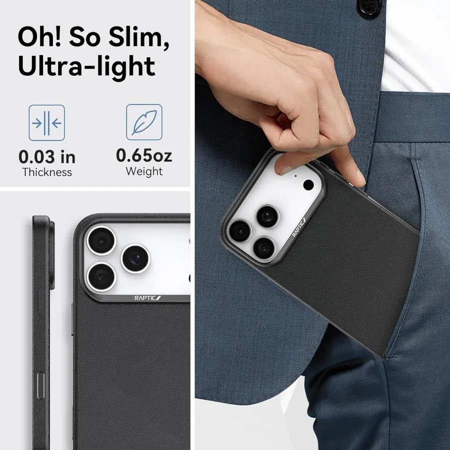 حافظة جلدية فاخرة مصممة لهاتف iPhone 17 Pro 6.3 مع توافق Magsafe ودعم الشحن اللاسلكي #6