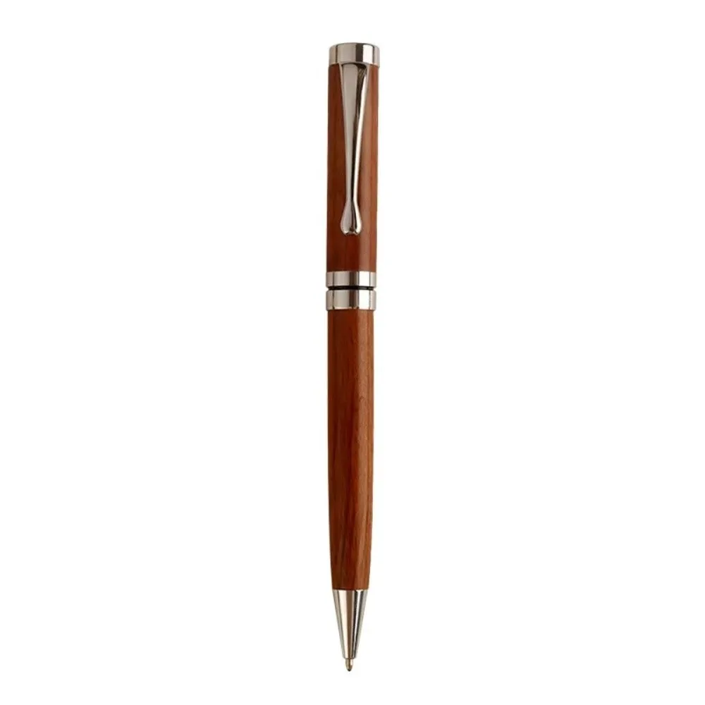 Portable Rotating Wooden Ballpoint Pen Solid Wood Metal Trim Gel Pen Writing Pen Gift