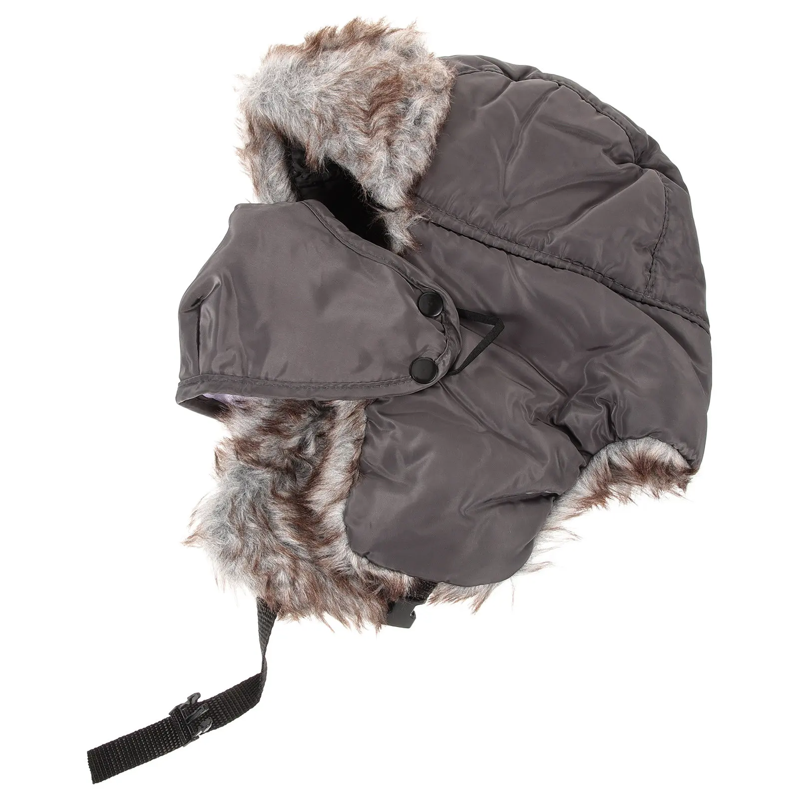 

Trapper Ski Hat Winter Warm Earflap Hood with Mask Buckle Fastening for Outdoor Sports Army Style Cold Climate Grey