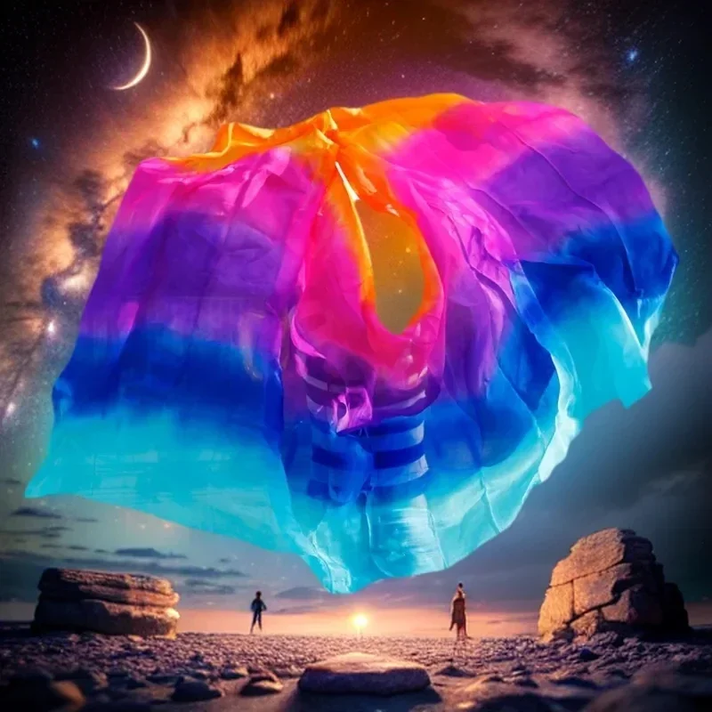 Buikdans Sjaal Zijden Sluier Buikdans Sjaal Dames Lichte Hand Gooien Sjaal Gradiënt Zijden Sluier Dansvoorstelling