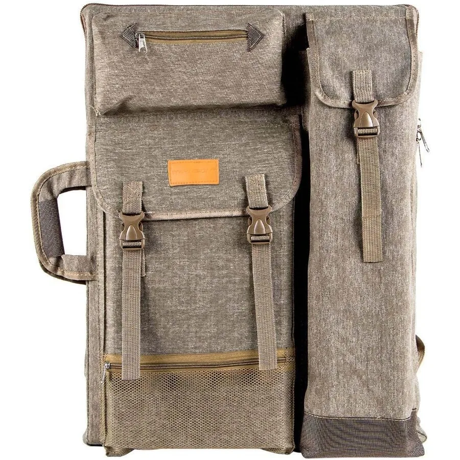 Mochila grande con portafolio de arte en lienzo de 26 x 19,5 para artistas, solución de almacenamiento duradera para cuadernos de bocetos, pinturas y dibujar S