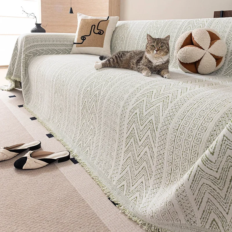 Summer New Chenille Sofa Cover Wavy Pattern Simple One Piece Full Wrap Cover Cat Scratch Resistant Non Slip Household Sofa Towel