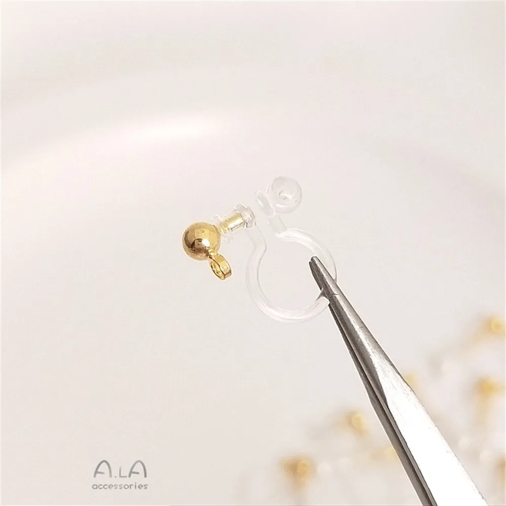 14K Gold Color Japanese Invisible Ear Clip with Hanging Ear Pin Small No Pierced Earrings DIY Earrings Accessories E050