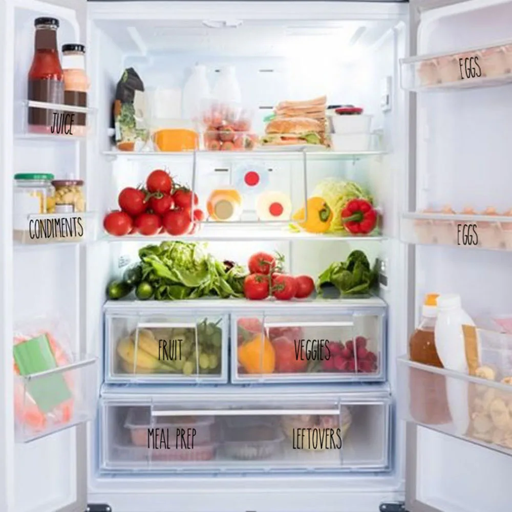 16Pcs Refrigerator Organization Labels  Fridge Decal Sticker Vinyl Eggs Meat Cheese Home Decor & Organization Kitchen Resturant