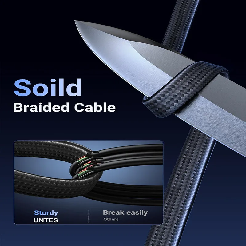 UNTES 2PACK Cat 8 كابل إيثرنت 40Gbps 2000Mhz شبكة Cat8 RJ45 كابلات LAN محمية متوافقة مع جهاز توجيه مودم PS5 للألعاب #5