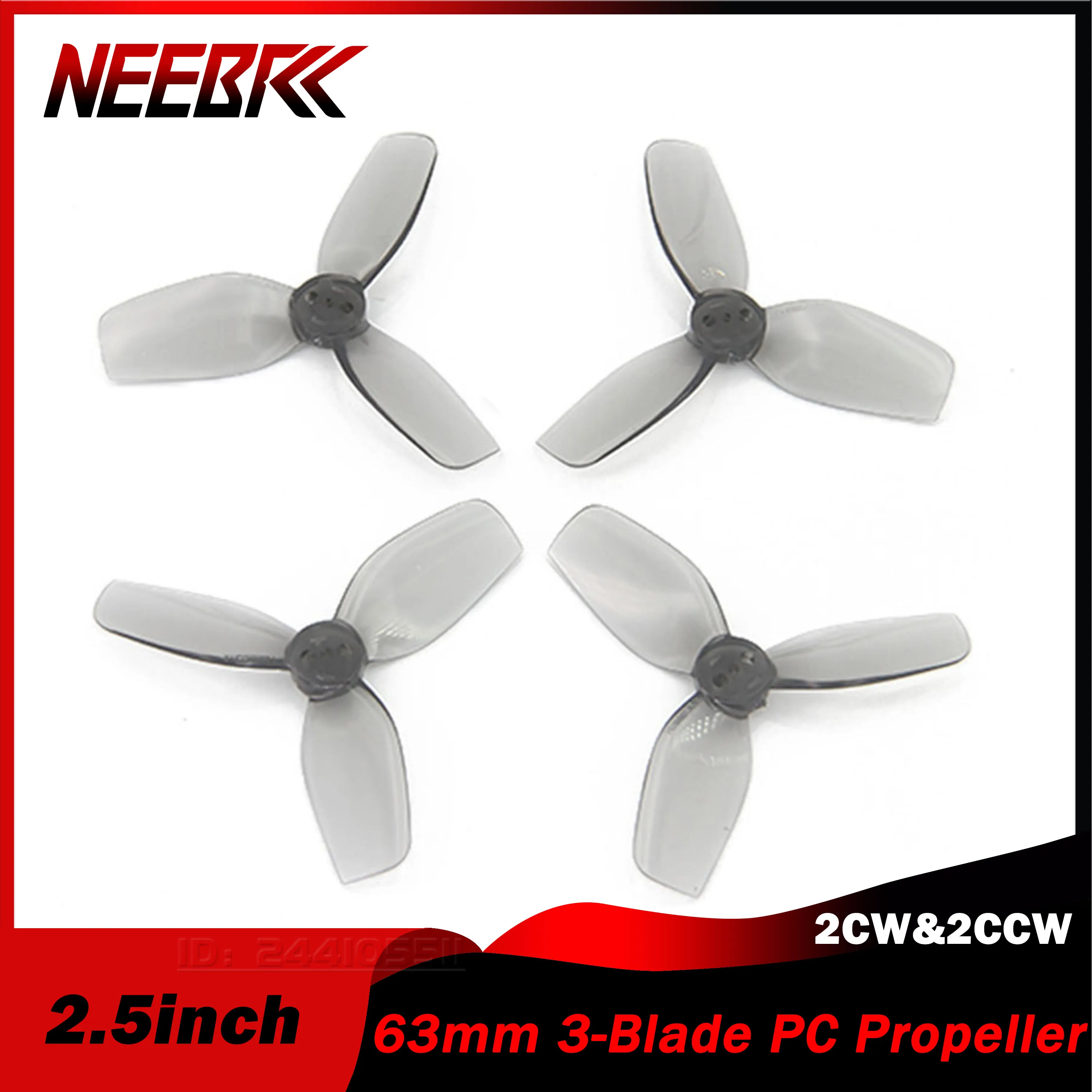 

2Pairs NEEBRC 2.5inch 63mm 3-Blade 2CW&2CCW PC Propeller for FPV Racing Drone Freestyle Cinelog25 Defender 25 DIY Airplane Part