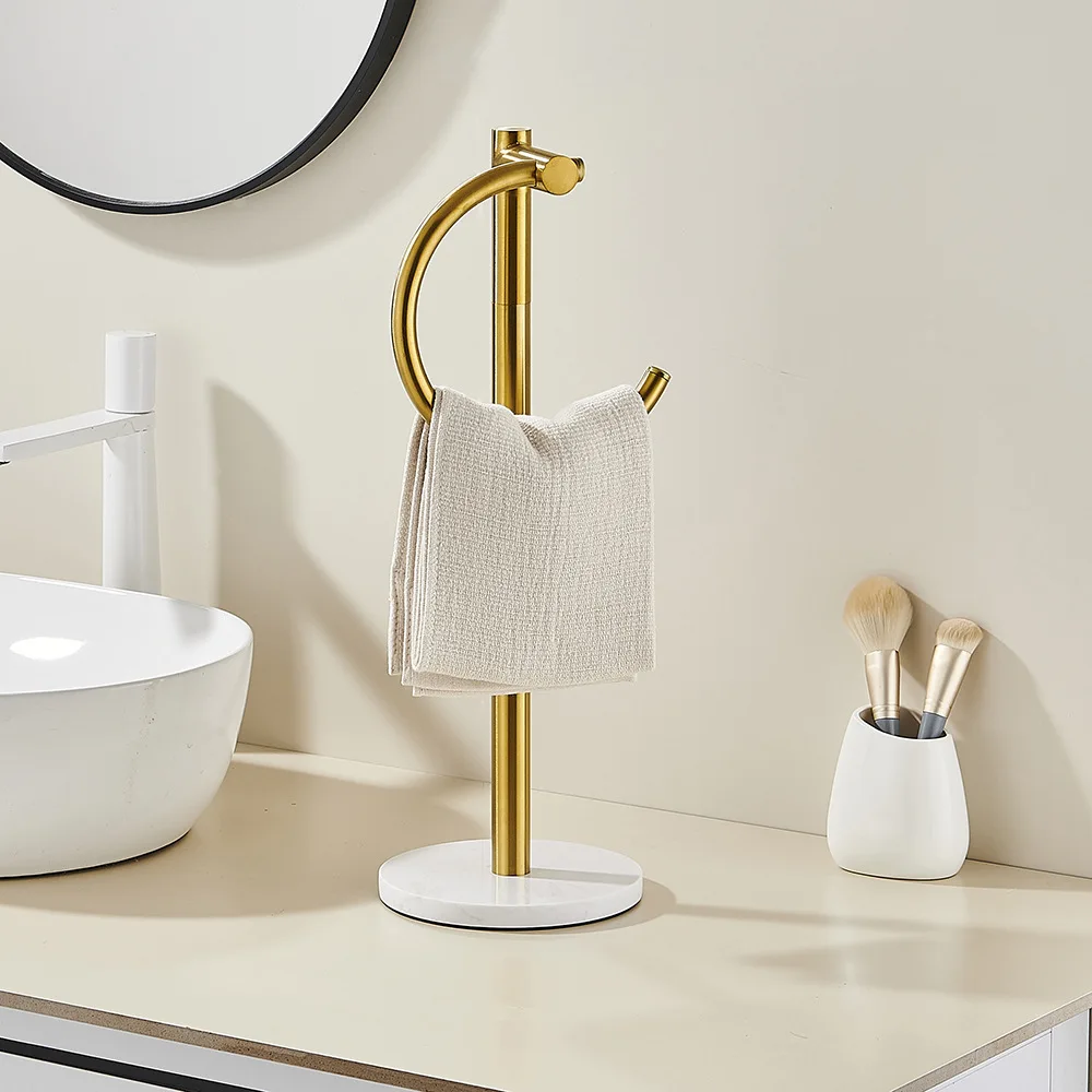 스테인레스 스틸 바닥걸이 수건걸이 - 대리석 받침대가 있는 욕실용 스탠딩 수건걸이, 모던 독립형 수건걸이