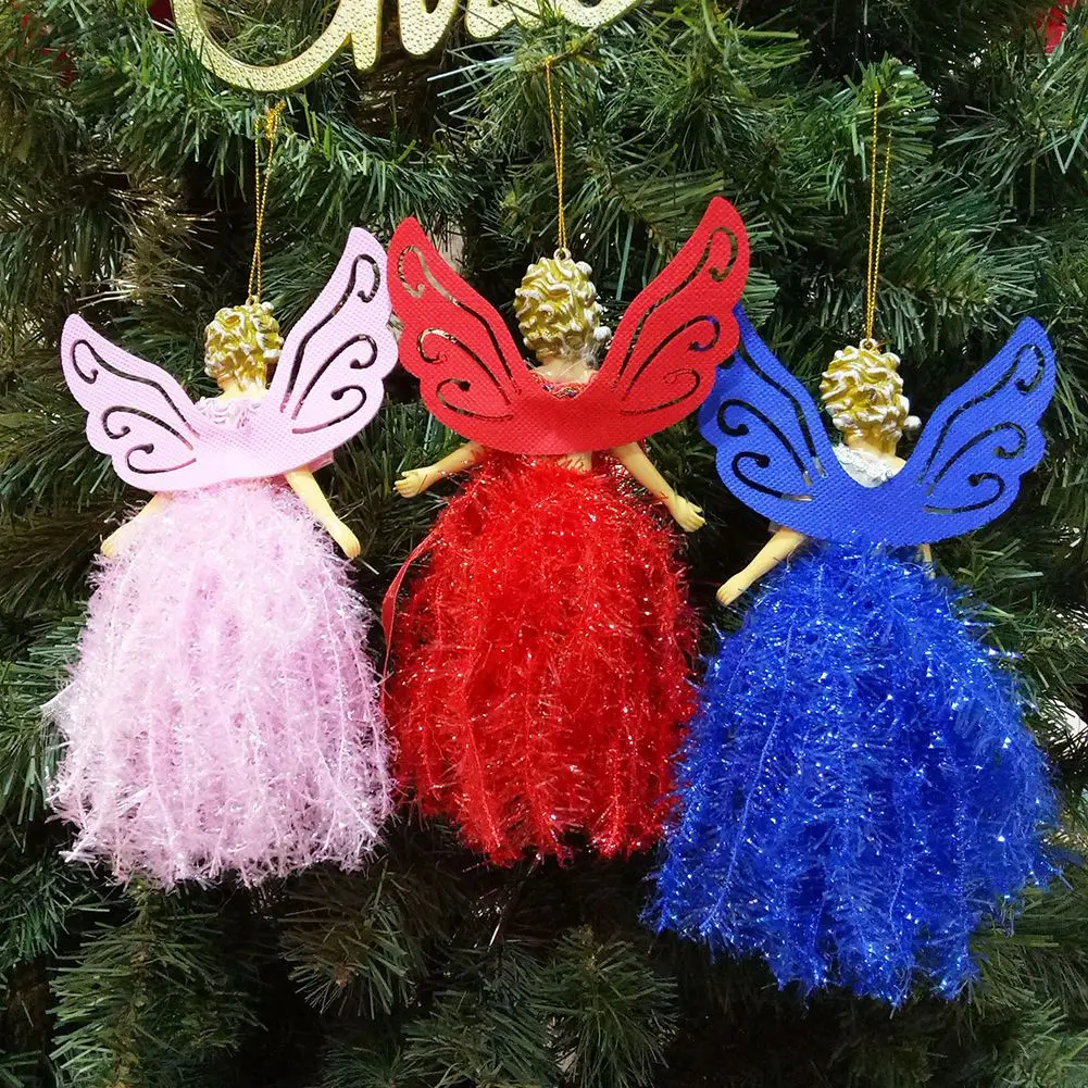 1PC White Christmas Angel Pendant Hanging Angels Ornaments Handmade Angel Doll Christmas Gifts For Indoor Xmas Tree Decor