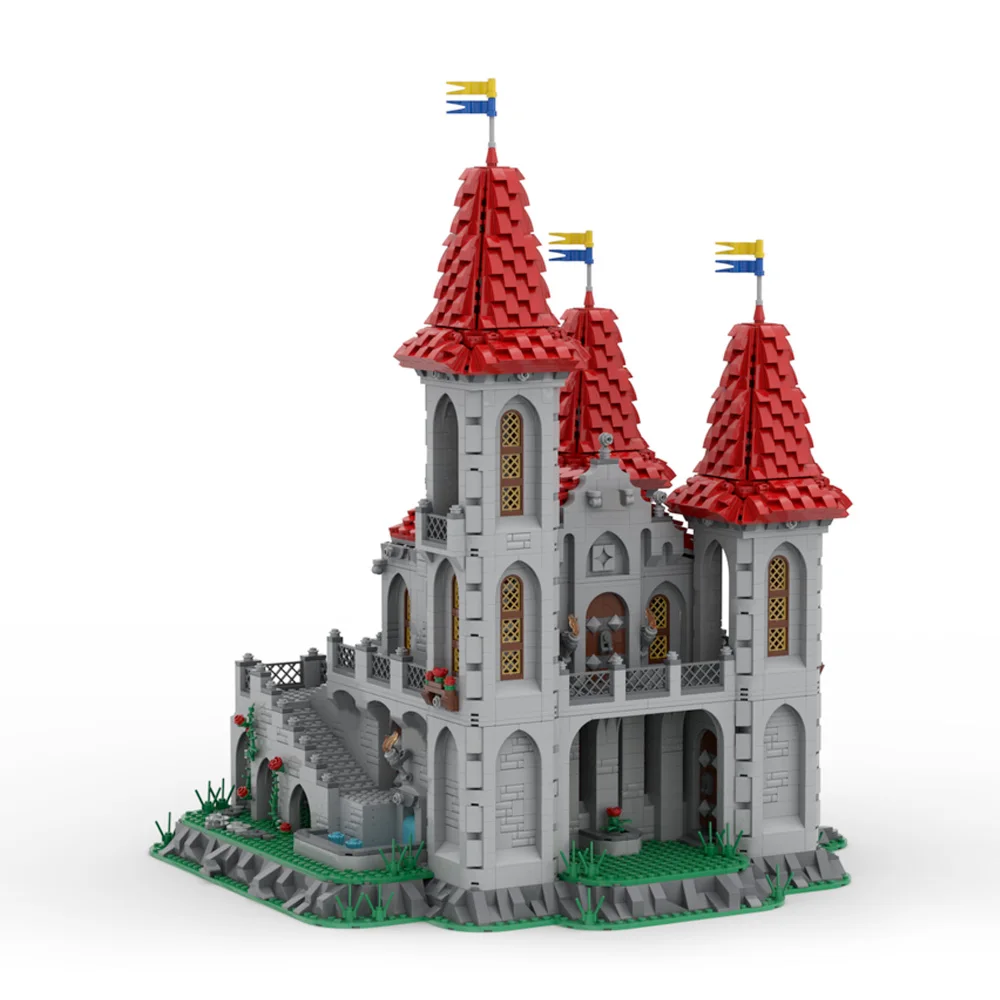 

MOC Black Knights Rose Castle Bricks Model Medieval Black Knights Rose Castle Architecture Building Blocks Assembly Toys Gifts