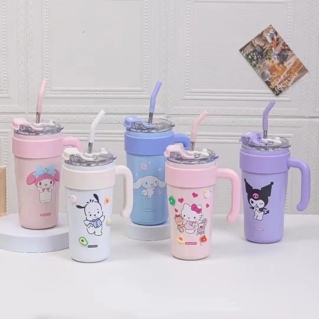 

Новая чашка Sanrio Ice Cup, высококачественная нержавеющая сталь, соломинка большой емкости, чашка-термос для девочек, Big Mac