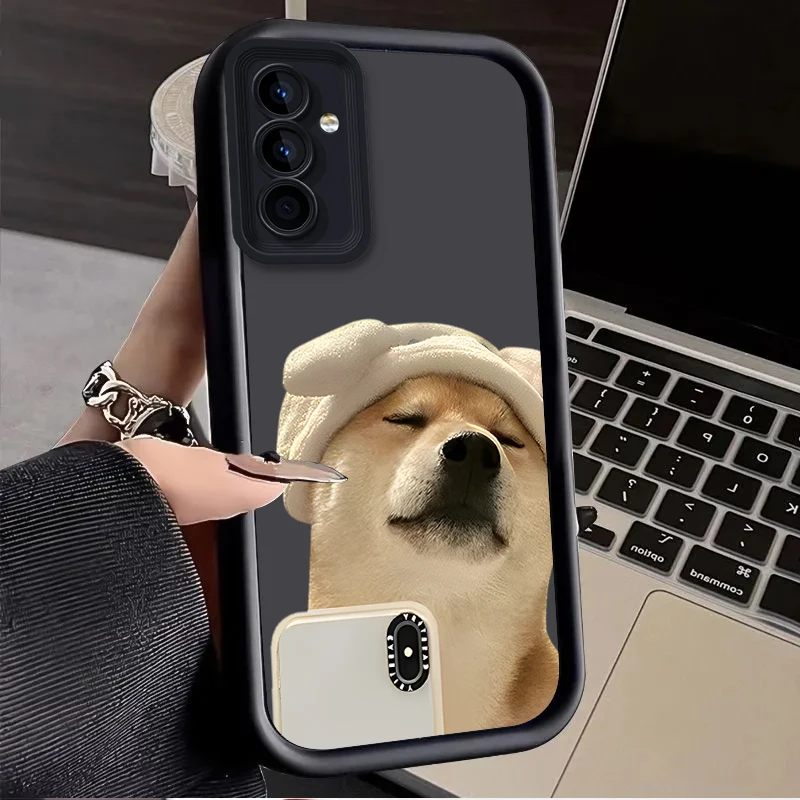 Cute Dog Headband Soft Case for Samsung Galaxy S24 S23 S22 S21 Ultra Plus S20 FE A55 A54 A53 A52 A52S A51 A50 A50S A35 A34 Cover